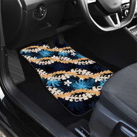 Puakenikeni Maile Lei Car Mats Frangipani Blue Tropical Leaves