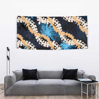 Puakenikeni Maile Lei Tapestry Frangipani Blue Tropical Leaves