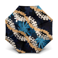 Puakenikeni Maile Lei Umbrella Frangipani Blue Tropical Leaves