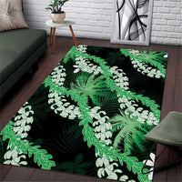 Puakenikeni Maile Lei Area Rug Frangipani Green Tropical Leaves