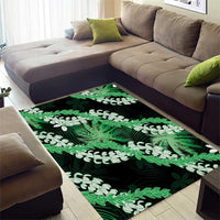 Puakenikeni Maile Lei Area Rug Frangipani Green Tropical Leaves