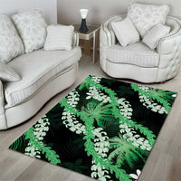 Puakenikeni Maile Lei Area Rug Frangipani Green Tropical Leaves