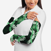 Puakenikeni Maile Lei Arm Sleeves Frangipani Green Tropical Leaves