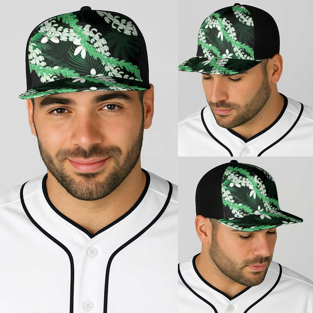 Puakenikeni Maile Lei Baseball Net Cap Frangipani Green Tropical Leaves LT01 - Polynesian Pride