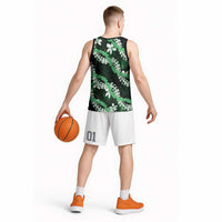 Puakenikeni Maile Lei Basketball Jersey Frangipani Green Tropical Leaves LT01 - Polynesian Pride