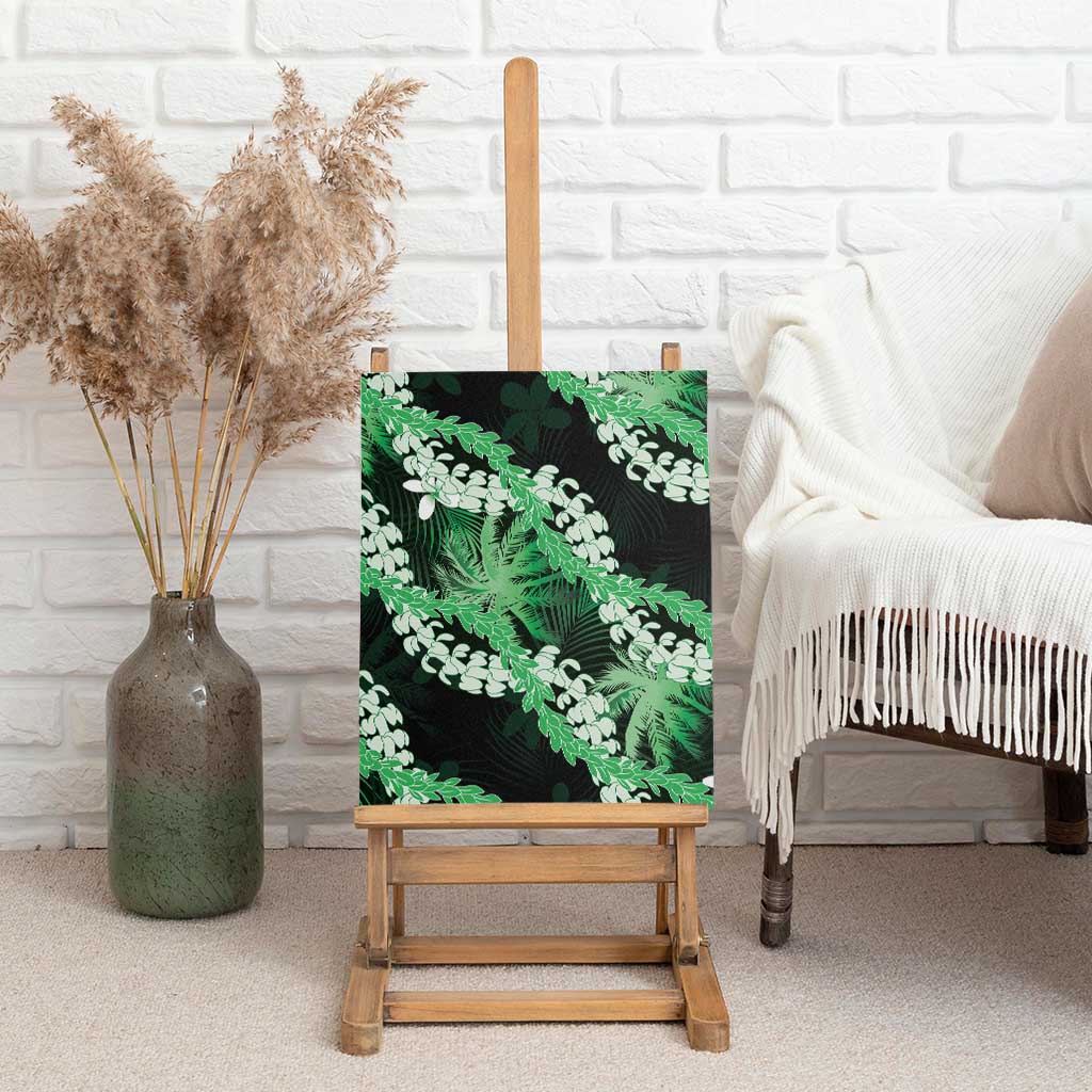 Puakenikeni Maile Lei Canvas Wall Art Frangipani Green Tropical Leaves