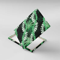 Puakenikeni Maile Lei Canvas Wall Art Frangipani Green Tropical Leaves