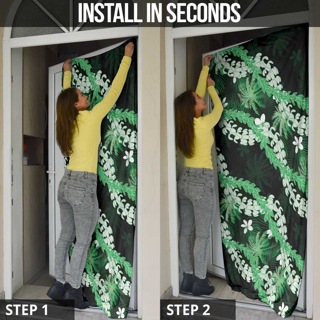 Puakenikeni Maile Lei Door Cover Frangipani Green Tropical Leaves LT01 - Polynesian Pride