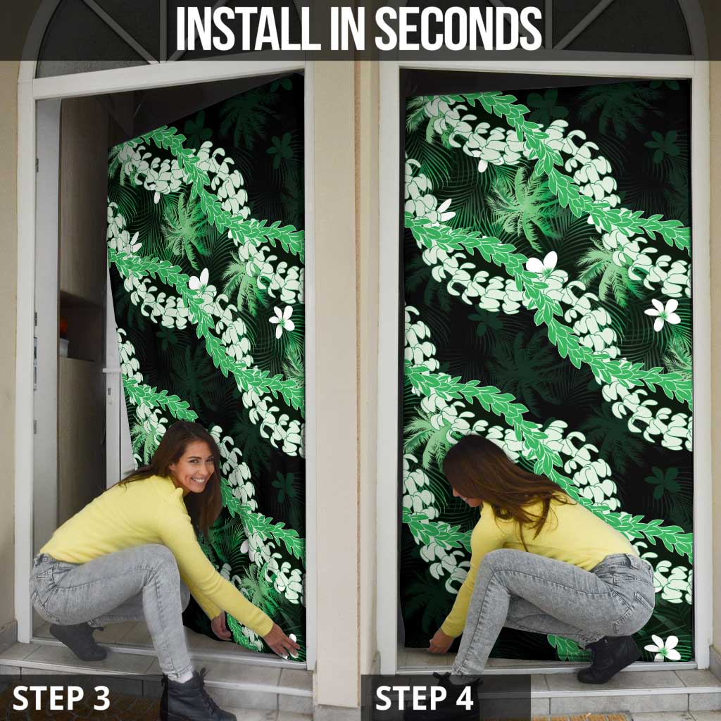 Puakenikeni Maile Lei Door Cover Frangipani Green Tropical Leaves LT01 - Polynesian Pride