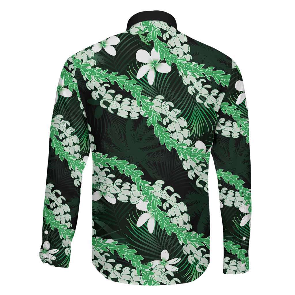 Puakenikeni Maile Lei Family Matching Mermaid Dress and Hawaiian Shirt Frangipani Green Tropical Leaves LT01 - Polynesian Pride