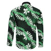 Puakenikeni Maile Lei Family Matching Mermaid Dress and Hawaiian Shirt Frangipani Green Tropical Leaves LT01 - Polynesian Pride