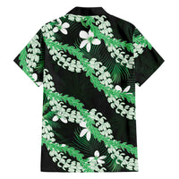 Puakenikeni Maile Lei Family Matching Short Sleeve Bodycon Dress and Hawaiian Shirt Frangipani Green Tropical Leaves LT01 - Polynesian Pride