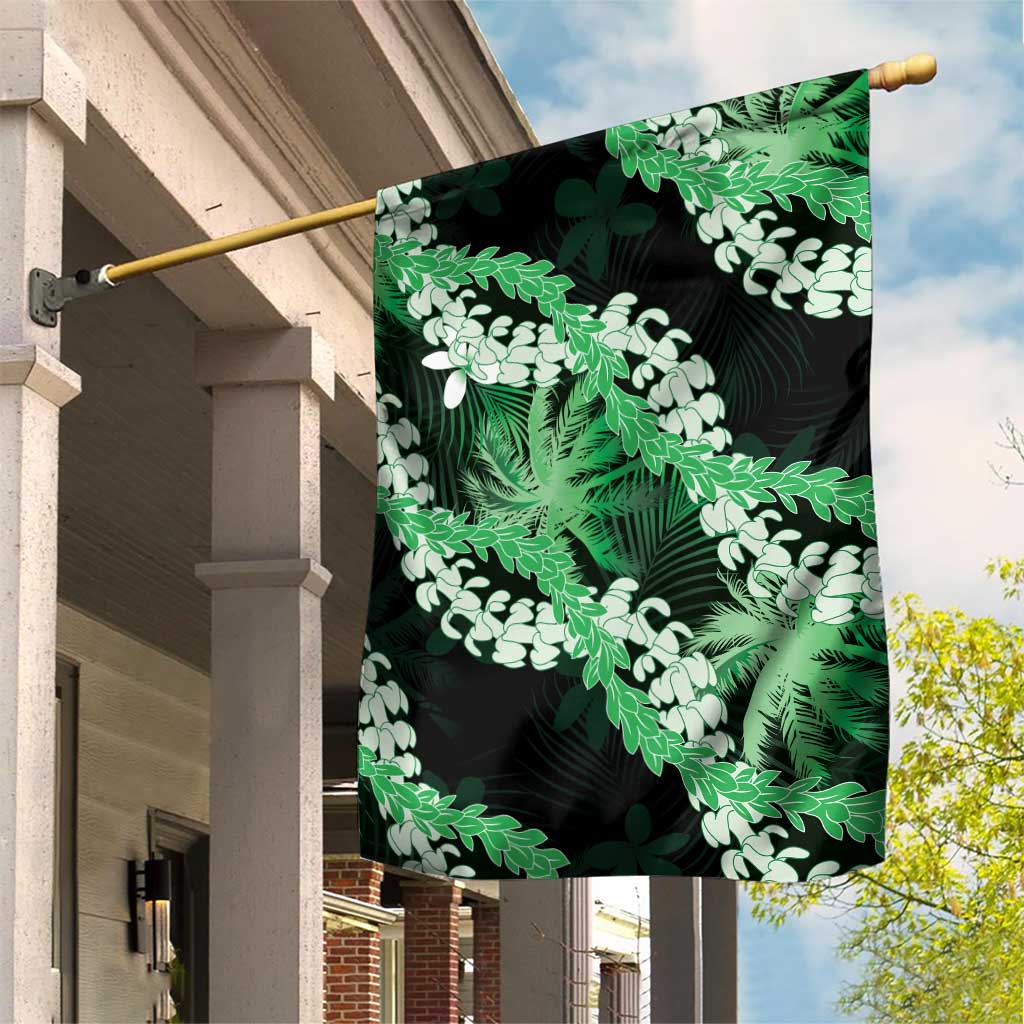 Puakenikeni Maile Lei Garden Flag Frangipani Green Tropical Leaves LT01 House Flag Green - Polynesian Pride