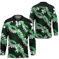 Puakenikeni Maile Lei Hockey Jersey Frangipani Green Tropical Leaves LT01 - Polynesian Pride