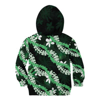 Puakenikeni Maile Lei Kid Hoodie Frangipani Green Tropical Leaves LT01 - Polynesian Pride