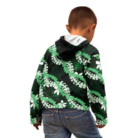 Puakenikeni Maile Lei Kid Hoodie Frangipani Green Tropical Leaves LT01 - Polynesian Pride
