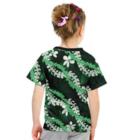 Puakenikeni Maile Lei Kid T Shirt Frangipani Green Tropical Leaves LT01 - Polynesian Pride