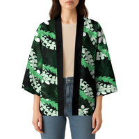 Puakenikeni Maile Lei Kimono Frangipani Green Tropical Leaves