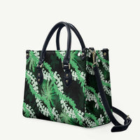 Puakenikeni Maile Lei Leather Bag Frangipani Green Tropical Leaves