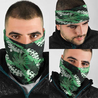 Puakenikeni Maile Lei Neck Gaiter Frangipani Green Tropical Leaves