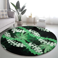 Puakenikeni Maile Lei Round Carpet Frangipani Green Tropical Leaves