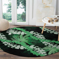 Puakenikeni Maile Lei Round Carpet Frangipani Green Tropical Leaves
