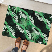 Puakenikeni Maile Lei Rubber Doormat Frangipani Green Tropical Leaves