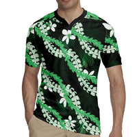 Puakenikeni Maile Lei Rugby Jersey Frangipani Green Tropical Leaves
