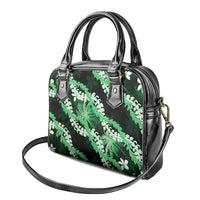 Puakenikeni Maile Lei Shoulder Handbag Frangipani Green Tropical Leaves