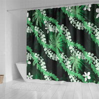 Puakenikeni Maile Lei Shower Curtain Frangipani Green Tropical Leaves