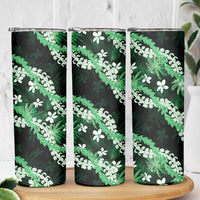 Puakenikeni Maile Lei Skinny Tumbler Frangipani Green Tropical Leaves