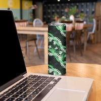 Puakenikeni Maile Lei Skinny Tumbler Frangipani Green Tropical Leaves