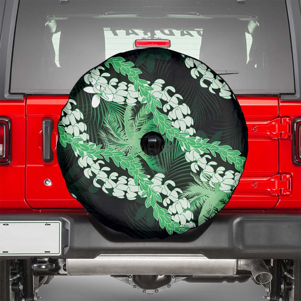 Puakenikeni Maile Lei Spare Tire Cover Frangipani Green Tropical Leaves LT01 - Polynesian Pride