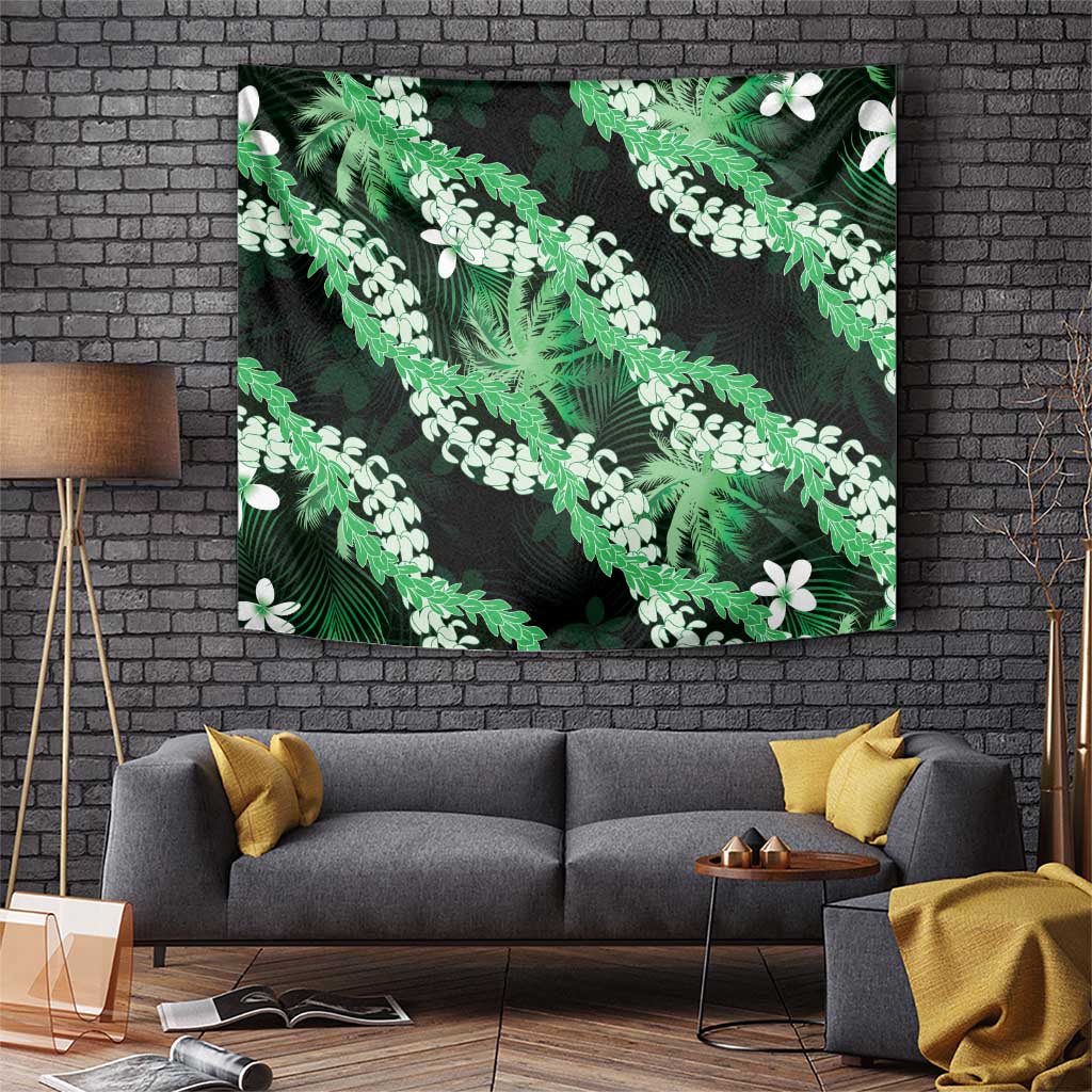 Puakenikeni Maile Lei Tapestry Frangipani Green Tropical Leaves LT01 Green - Polynesian Pride
