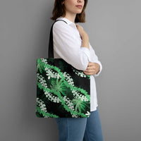 Puakenikeni Maile Lei Tote Bag Frangipani Green Tropical Leaves
