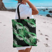 Puakenikeni Maile Lei Tote Bag Frangipani Green Tropical Leaves