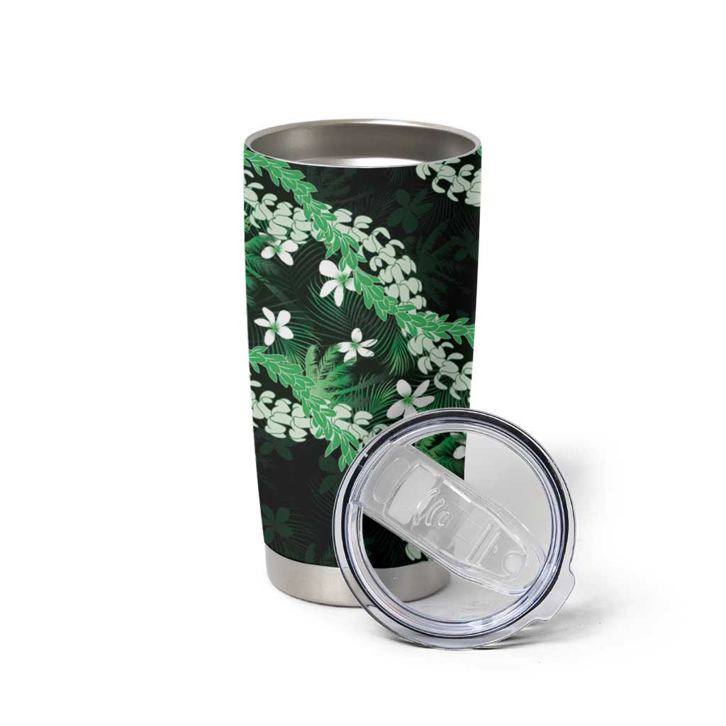 Puakenikeni Maile Lei Tumbler Cup Frangipani Green Tropical Leaves LT01 - Polynesian Pride