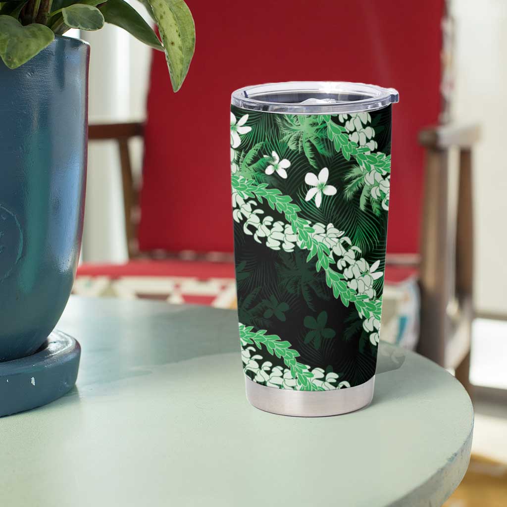 Puakenikeni Maile Lei Tumbler Cup Frangipani Green Tropical Leaves LT01 - Polynesian Pride