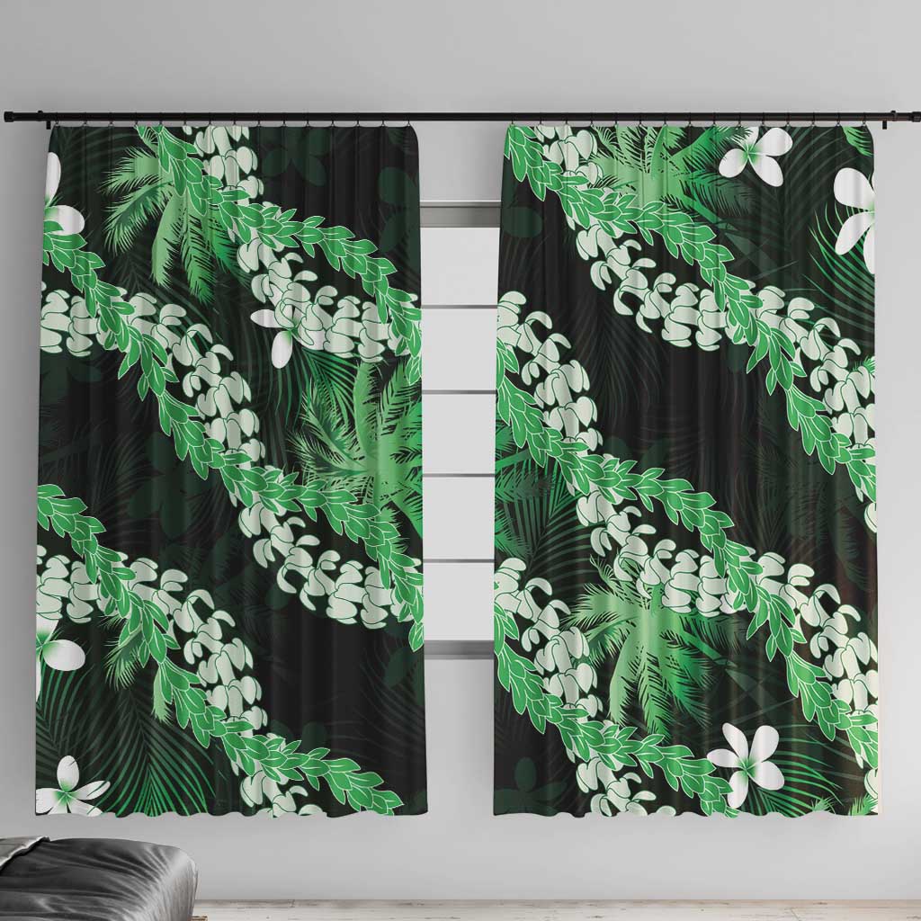 Puakenikeni Maile Lei Window Curtain Frangipani Green Tropical Leaves