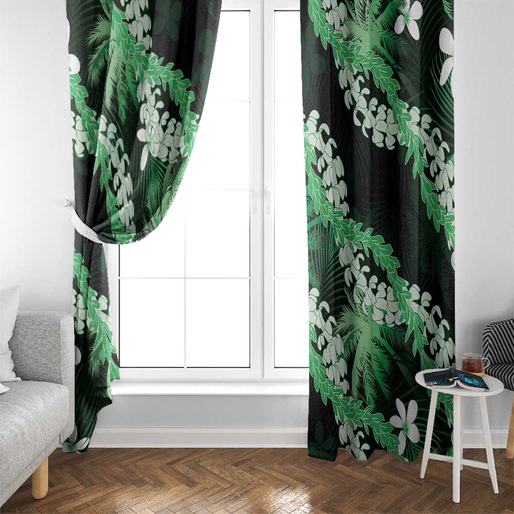 Puakenikeni Maile Lei Window Curtain Frangipani Green Tropical Leaves