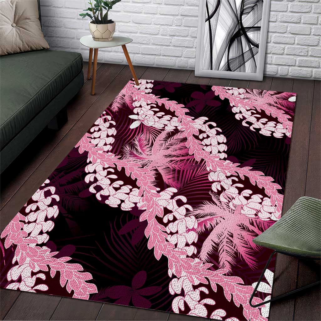 Puakenikeni Maile Lei Area Rug Frangipani Pink Tropical Leaves LT01 Pink - Polynesian Pride