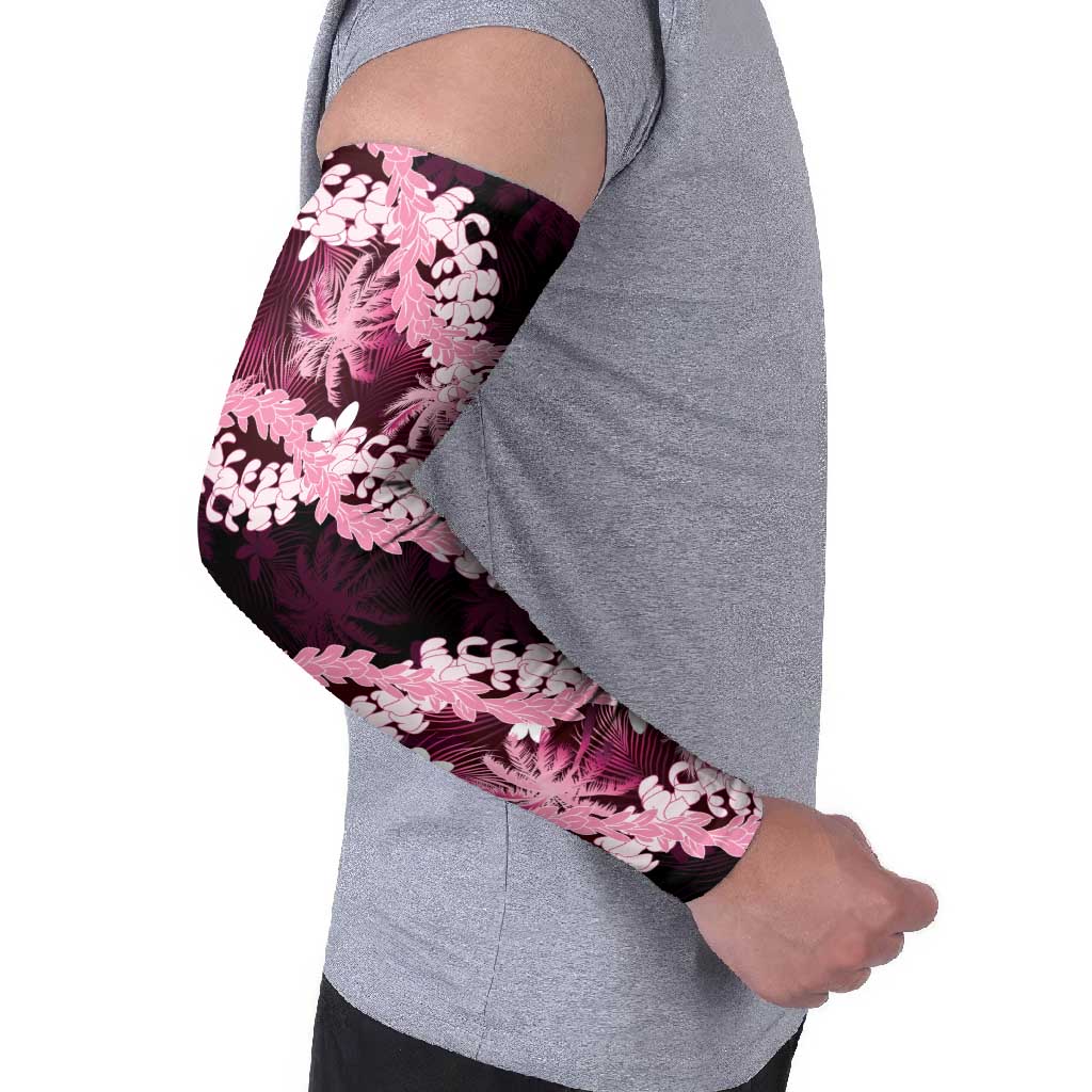 Puakenikeni Maile Lei Arm Sleeves Frangipani Pink Tropical Leaves