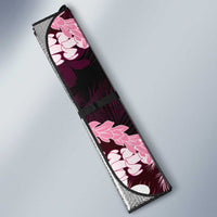 Puakenikeni Maile Lei Auto Sun Shade Frangipani Pink Tropical Leaves