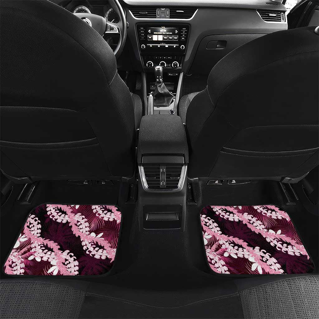 Puakenikeni Maile Lei Car Mats Frangipani Pink Tropical Leaves