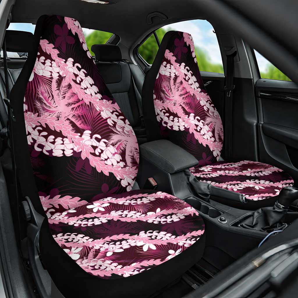 Puakenikeni Maile Lei Car Seat Cover Frangipani Pink Tropical Leaves LT01 One Size Pink - Polynesian Pride
