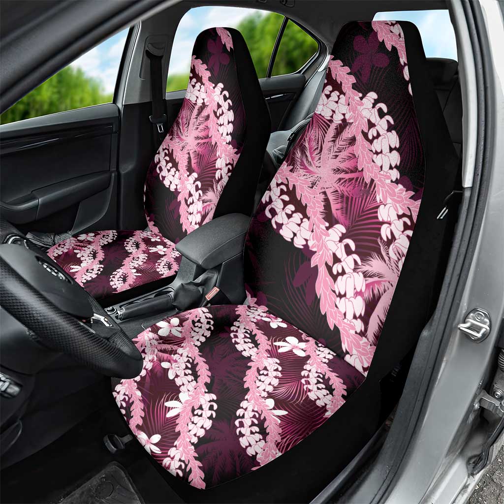 Puakenikeni Maile Lei Car Seat Cover Frangipani Pink Tropical Leaves LT01 - Polynesian Pride