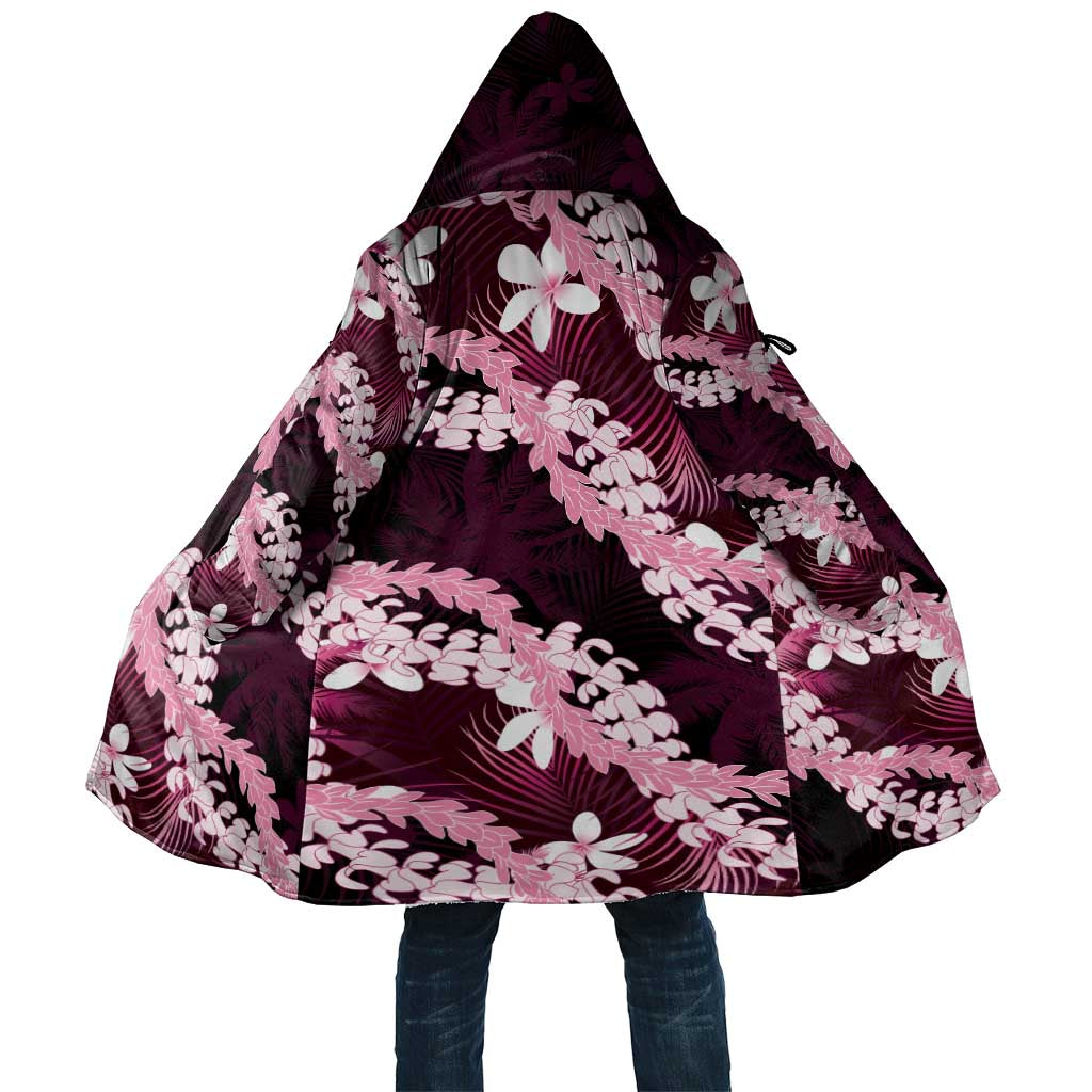 Puakenikeni Maile Lei Cloak Frangipani Pink Tropical Leaves