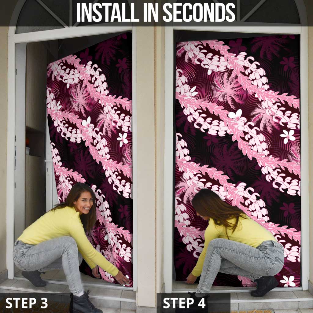 Puakenikeni Maile Lei Door Cover Frangipani Pink Tropical Leaves LT01 - Polynesian Pride