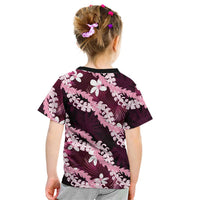 Puakenikeni Maile Lei Kid T Shirt Frangipani Pink Tropical Leaves LT01 - Polynesian Pride