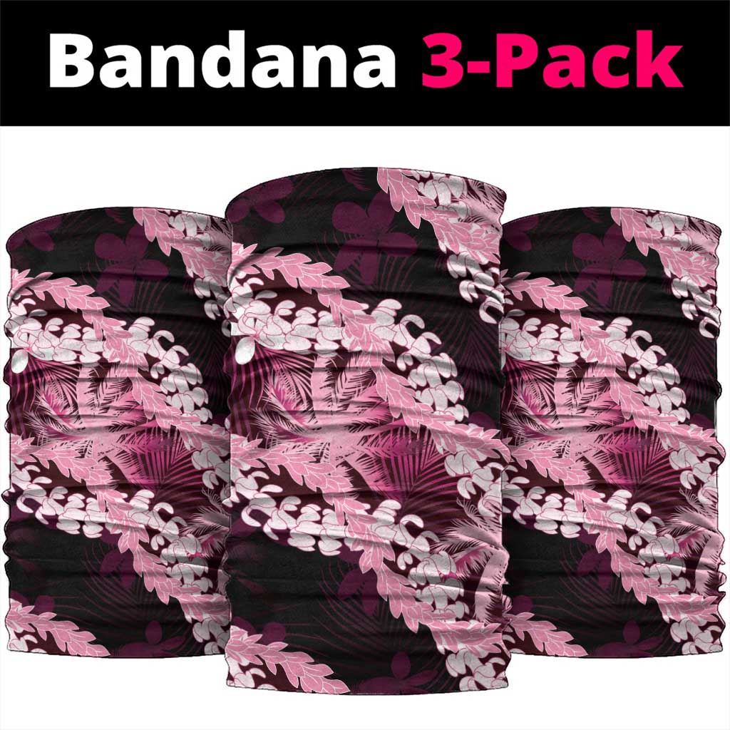 Puakenikeni Maile Lei Neck Gaiter Frangipani Pink Tropical Leaves LT01 package One Size: 25*50cm Pink - Polynesian Pride